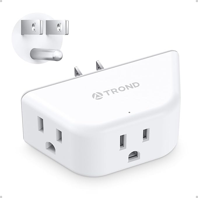 TROND Outlet Extender, 3-Prong Grounded Wall Plug Splitter, 3 Way Angled Outlet by TRONDOfficial