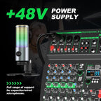 MW-6 black 6-Channel Professional DJ Audio Mixer Portable Controller Mixer - Image 7