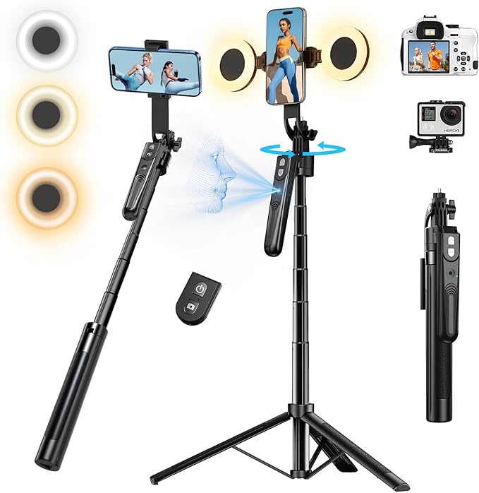 Auto Face Tracking Tripod with 360 Rotation Stand, 70.9" Ai Motion Tracking by Stjiatu