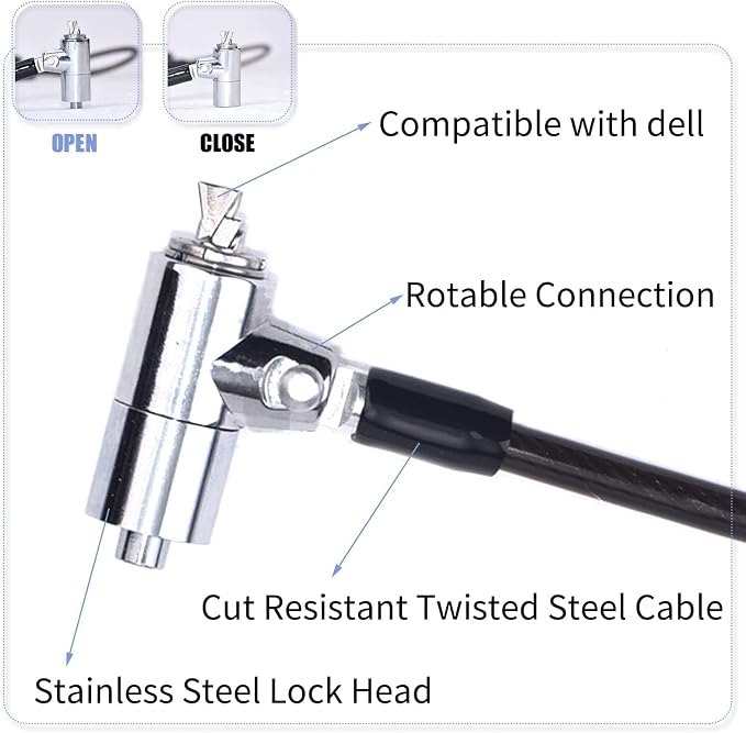 I3C Laptop Cable Lock Hardware Security Cable Lock Anti Theft 6.7FT Cable Lock - Image 6
