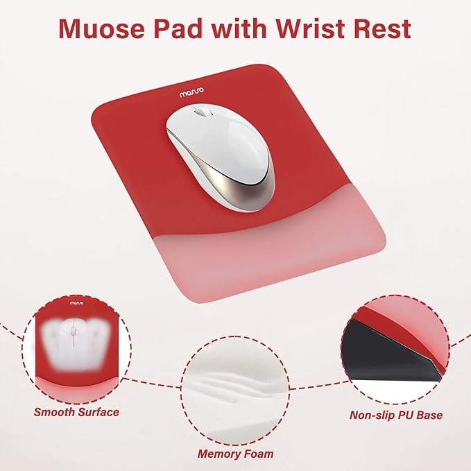 MOSISO Wrist Rest Support for Mouse Pad&Keyboard Set, Rectangular Ergonomic - Image 3