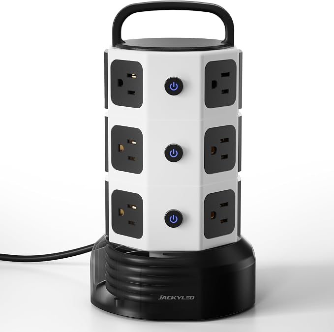 Power Strip Tower Surge Protector, JACKYLED 12 Outlets 6 USB Charging Station - Image 9