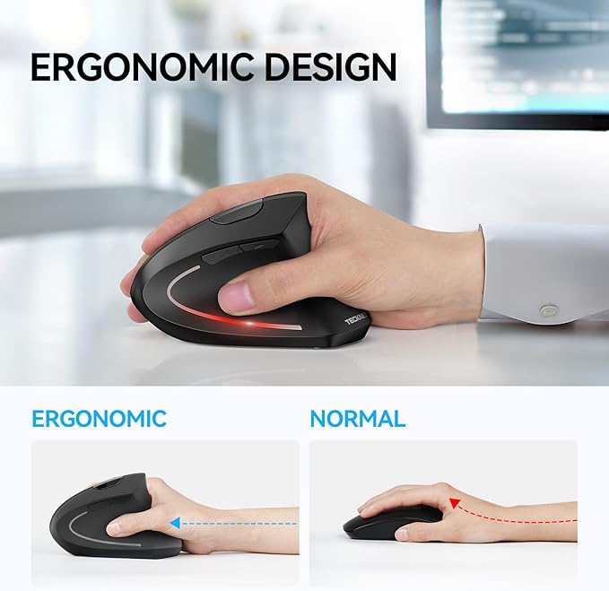 TECKNET Ergonomic Mouse, Wireless Bluetooth Vertical Mouse, 4800 DPI Optical - Image 5