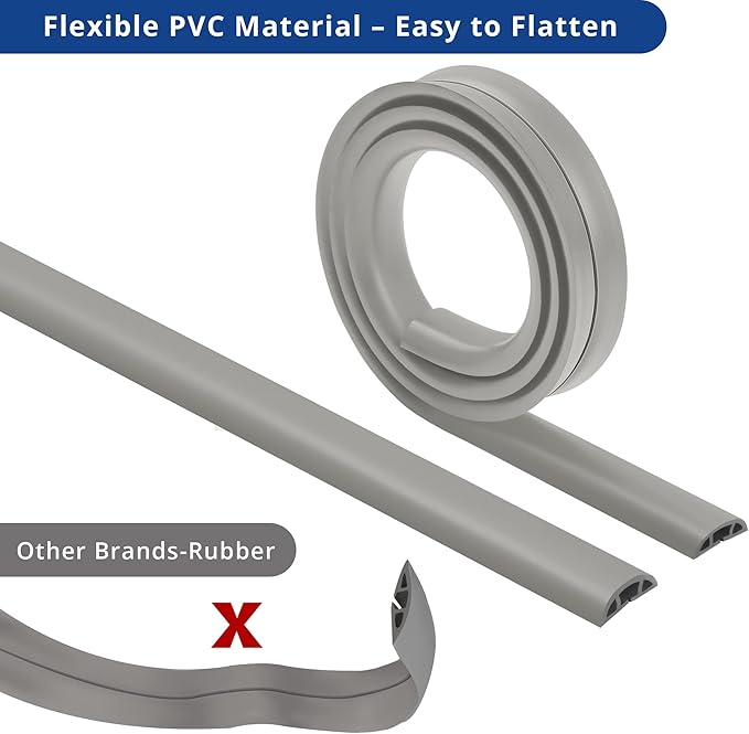 Floor Cord Cover 10ft, Cord Hider Floor Grey, Cable Management Prevent Trips - Image 5
