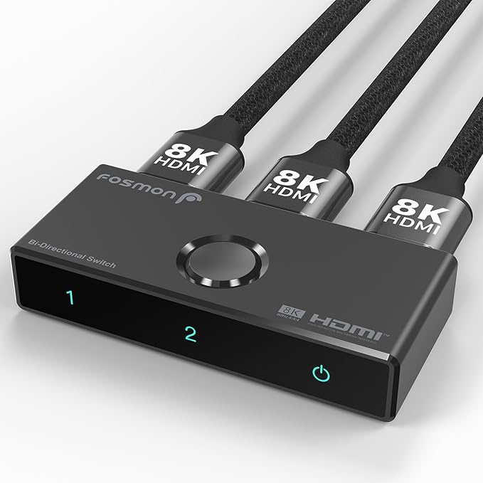 Fosmon HDMI 8K Bi-Directional Switch, Support 8K@60Hz 4K@120Hz HDR10+ HDCP 2.3 by Fosmon