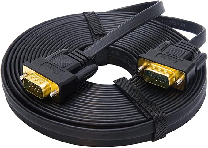 DTech 25ft Ultra Thin Flat Type Computer Monitor VGA Cable Standard 15 Pin Male - Image 6