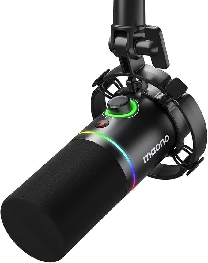 MAONO XLR/USB Dynamic Microphone, RGB Gaming Mic by MAONO