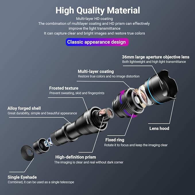 APEXEL 36X HD Telephoto Lens for iPhone/Samsung/Android | High Power Zoom - Image 8