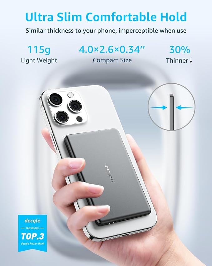 “Air” Power Bank for MagSafe 5000mAh, Ultra Slim Magnetic Wireless Portable - Image 2