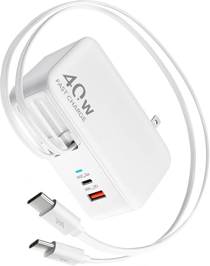 Retractable USB C Charger Wall Plug by HATALKIN