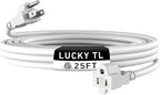 LUCKY TL Indoor Outdoor Extension Cord, 16/3 Gauge White Long Extension Cord by LUCKYTL