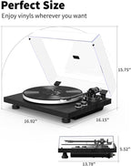 Turntable Vinyl Record Player Support Bluetooth Output Phono/Line Switch Pitch - Image 6