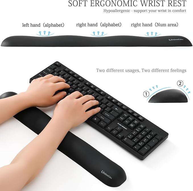 UnivoColors Design-Wave Keyboard Wrist Rest, Artificial Sheepskin+Memory - Image 2