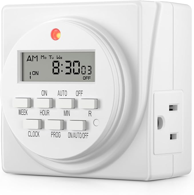 BN-LINK 7 Day Heavy Duty Digital Programmable Timer, Dual Outlet, by BN-LINK