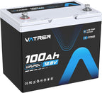 12V 100Ah Group 24 Lithium Deep Cycle Battery, 100A BMS Rechargeable LiFePO4 by VATRERPOWER