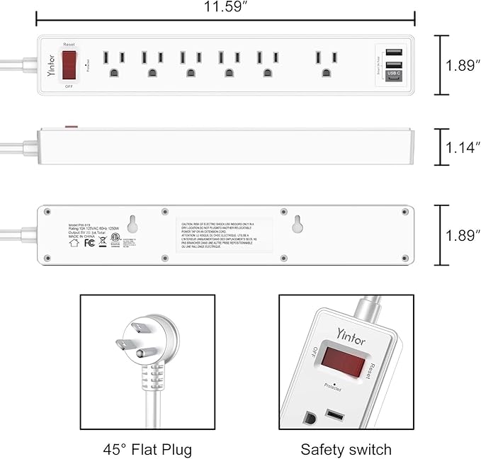 6 Ft Power Strip Surge Protector - Image 7