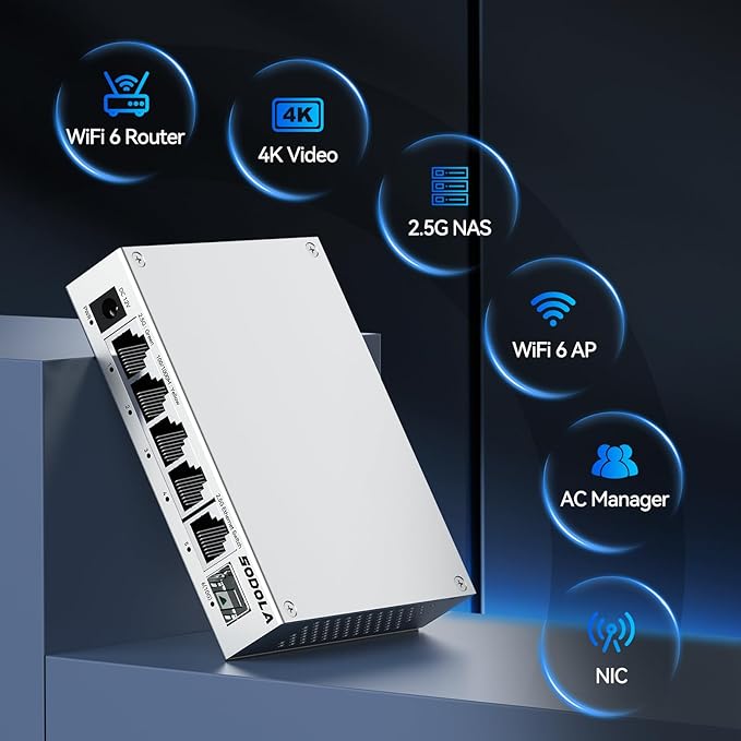 SODOLA 2.5Gb Switch Unmanaged, 5 x 2.5G Base-T Ports, 1x 10G SFP+, Aluminum - Image 8