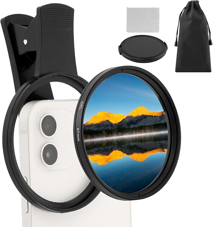 67MM Clip-on CPL Lens Filter for All Smartphones, Universal Phone Camera Clip - Image 9