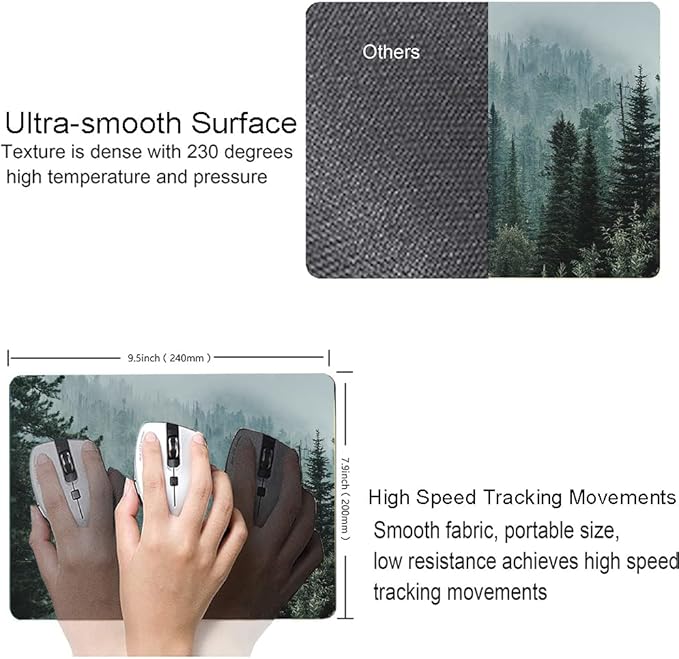 Mouse Pad, Mist Forest Mouse Pad, Washable Square Cloth Mousepad - Image 3