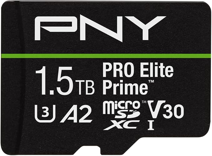 PNY 1.5TB PRO Elite Prime C10 U3 V30 A2 microSDXC Flash Memory Card – by PNY
