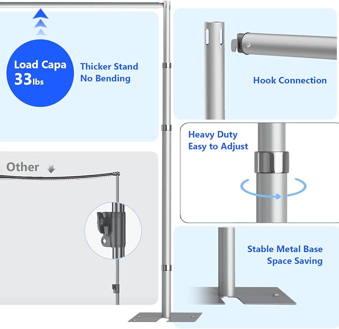 Pipe and Drap Backdrop Stand Kit, 10x 10ft Heavy Duty Adjustable Frame Backdrop - Image 4