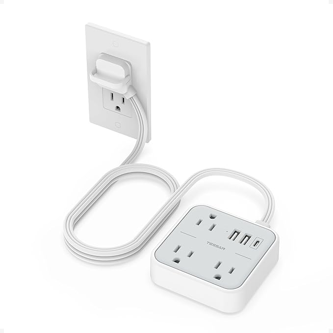 Cruise Essentials, TESSAN Flat Plug Travel Power Strip, Non Surge Protector by TESSAN
