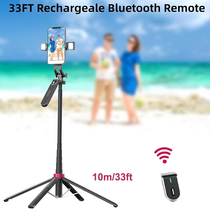 WOVTE 62" Selfie Stick with 2 Lights, Extendable Stand - Image 6