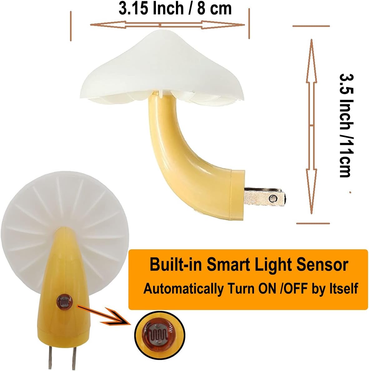 2 Pcs LED Night Light Plug in Nightlight Wall Lamp, Mushroom Night Light Mini Magic Night Lights for Adults Kids Bedroom, Bathroom,Toilet,Stairs,Kitchen,Hallway Red Led Light