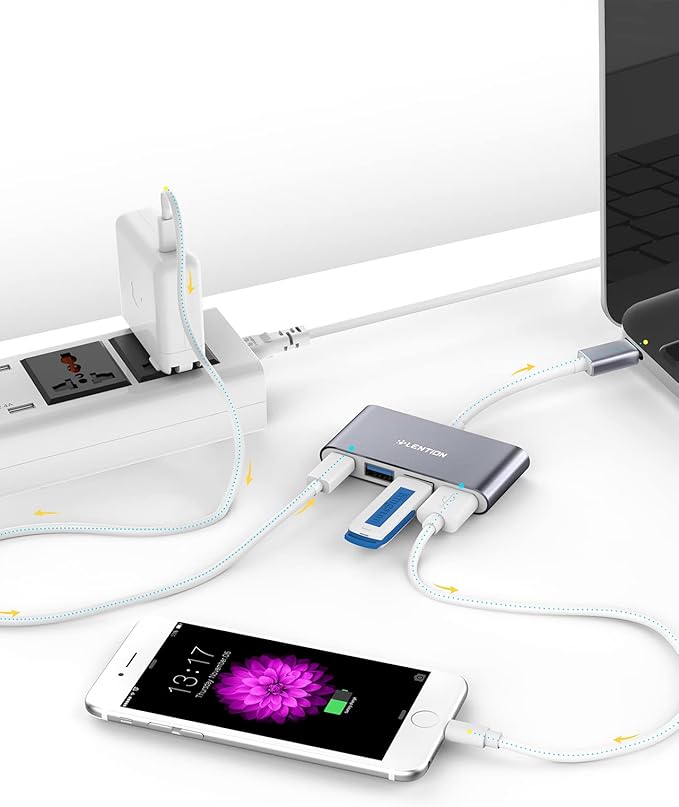 LENTION 4-in-1 USB-C Hub with Type C, USB 3.0, USB 2.0 - Image 3