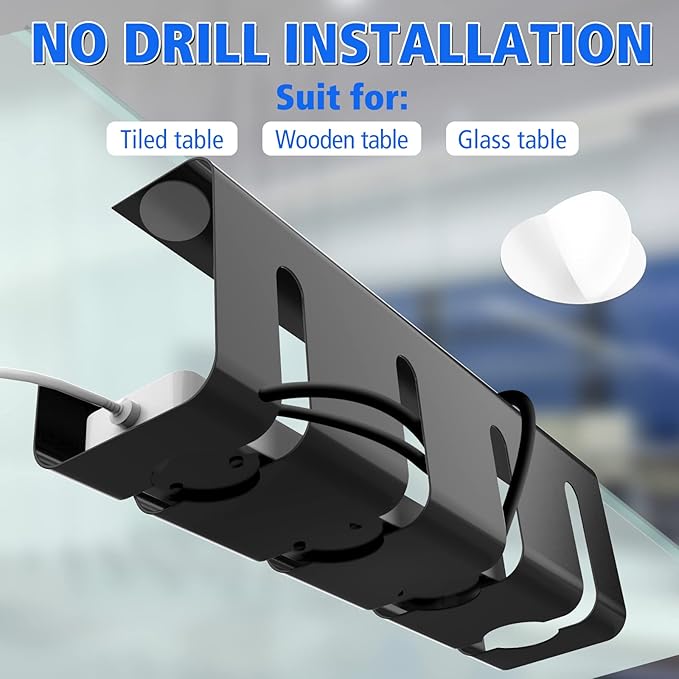Under Desk Cable Management Tray, No Drill 2 x 15.7 in Steel Tray - Image 2