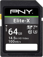 PNY 64GB Elite-X Class 10 U3 V30 SDXC Flash Memory Card by PNY