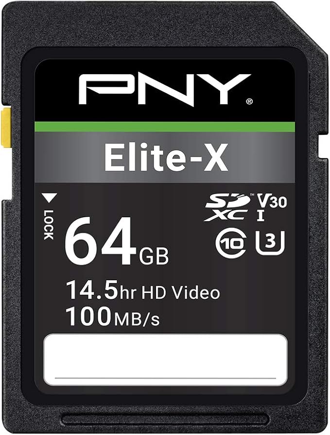 PNY 64GB Elite-X Class 10 U3 V30 SDXC Flash Memory Card by PNY