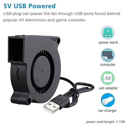 GDSTIME 50mm USB Fan, 50mm x 15mm Blower 5V DC Brushless Cooling Fan - Image 3