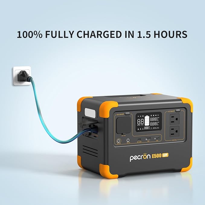 Pecron E500LFP Portable Power Station, 576Wh LiFePO4 Battery, 600W AC Outlets - Image 2
