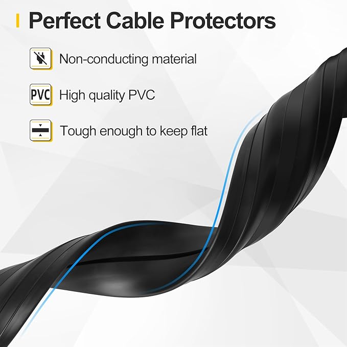 Floor Cable Cover 10Ft 2Pcs Heavy Duty PVC Cable Protector Electric Cord Hider - Image 3