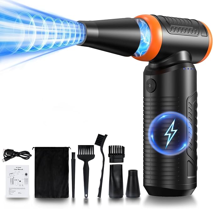 Compressed Air Duster, 000RPM Powerful Electric Air Duster, No Canned Air by DOWYLIKHOME