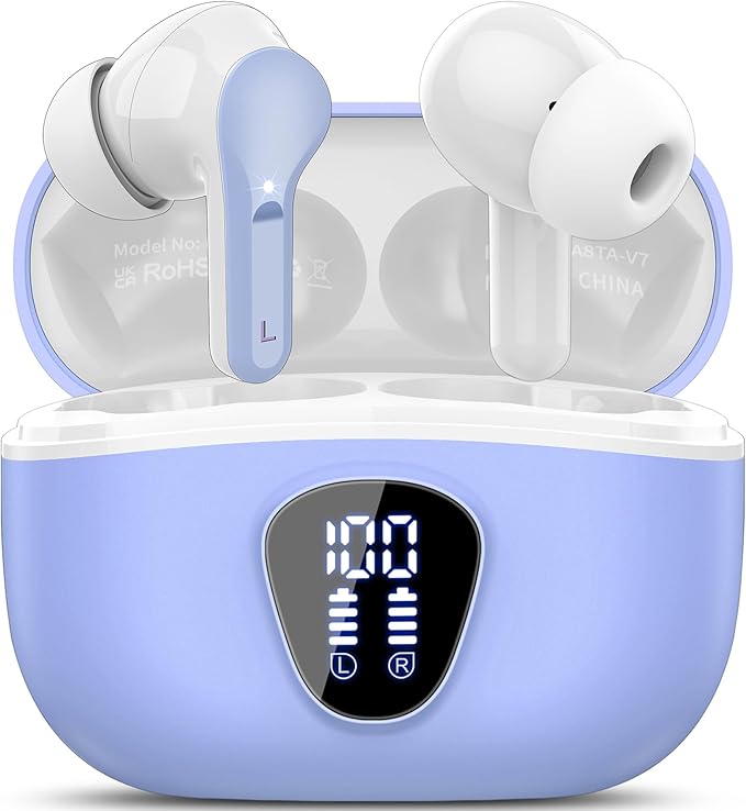 Wireless Earbuds, IP7 Waterproof in Ear Earphones, LED Display Ear buds by BESNOOW