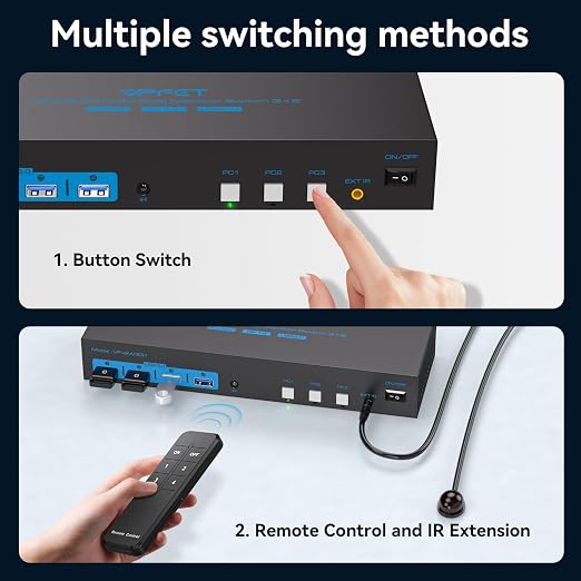 HDMI2.0+ Displayport1.4 KVM Switch 2 Monitors 3 Computers USB 3.0 KVM 8K & 4K - Image 6