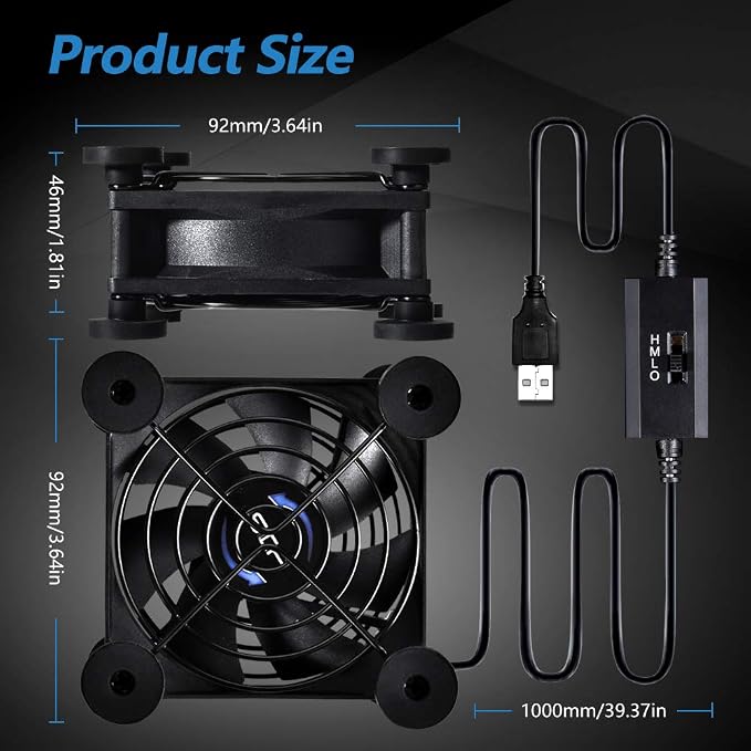 Quiet 80mm USB Fan, 5V USB Portable Cooling Fan - Image 3