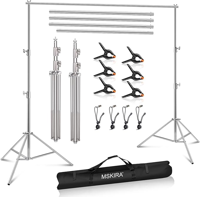 9.2 x 10 Ft Stainless Steel Backdrop Stand Heavy Duty, MSKIRA Adjustable by MSKIRA