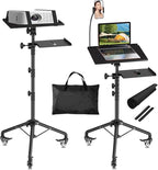 Projector Tripod Stand with Wheels, Portable Laptop Floor Support with Mouse by OUKMIC