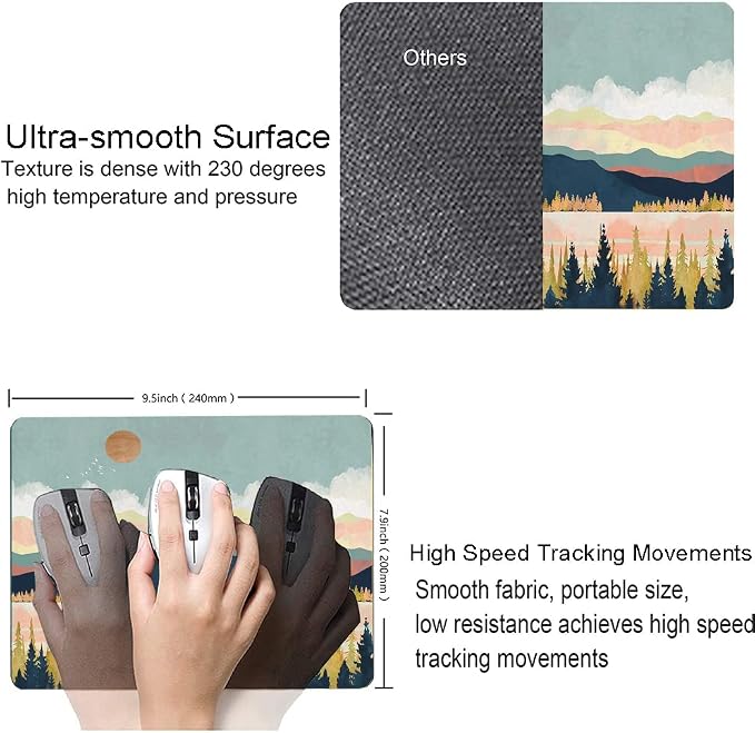 Mouse Pad, Abstract Landscape Mouse Pad, Square Mouse Mat Waterproof Mousepad - Image 5