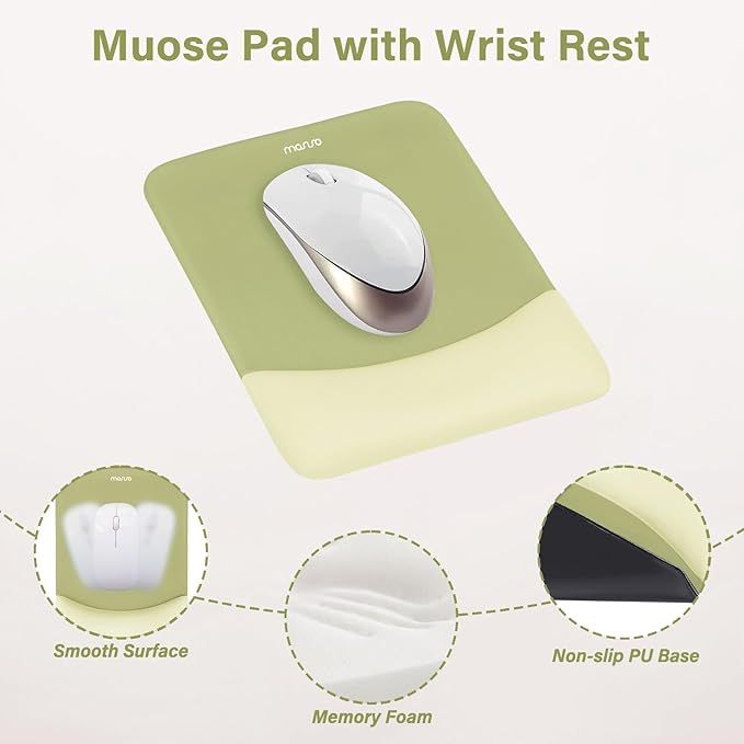 MOSISO Wrist Rest Support for Mouse Pad&Keyboard Set, Rectangular Ergonomic - Image 3