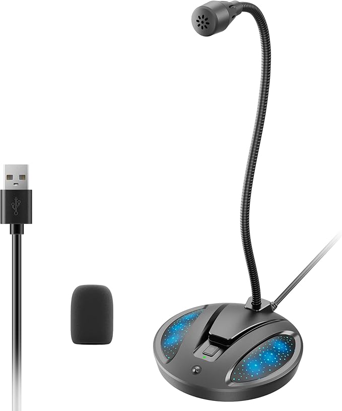 Plug & Play USB Computer Microphone, Flexible Gooseneck Desk Microphone by Unknown