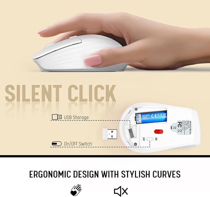 White Wireless Keyboard and Mouse Combo - Image 8