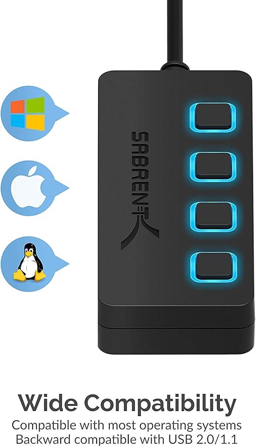 SABRENT 4 Port USB 2.0 Data Hub - Image 5