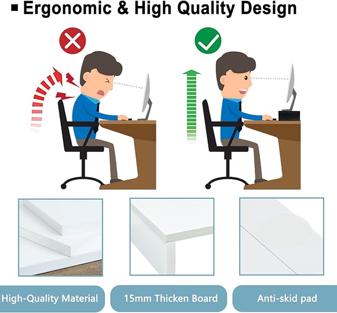 TEAMIX 2 Pack White Monitor Stand Riser - Image 4
