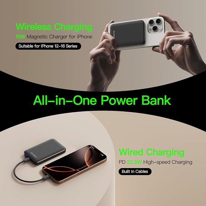 2025 Magnetic 15W Power Bank for iPhone, 5000mAh Magsafe Battery Pack - Image 3