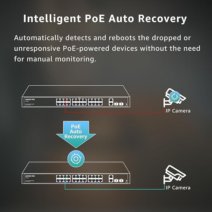 24 Port Gigabit PoE Switch, AUMOX PRO 28 Port PoE - Image 4