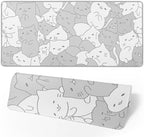 White Kawaii Cats E-Sport Mouse Pad Large Desk Mat Non-Slip Rubber Base by Brecoy